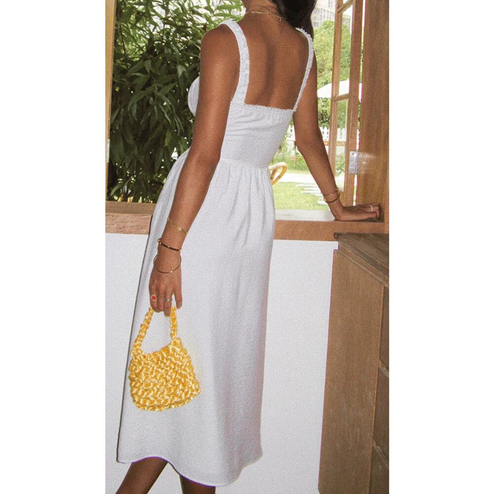 Commense White Corset Maxi Dress Smocked Bodice NWT XL – Coastal Romantic - Picture 3 of 8